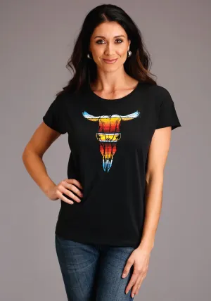 Temperature Regulating Stetson Womens Smoke Grey 100% Cotton Serape S/S Skull T-Shirt Reinforced Shoulders Soft Touch Fabric Stetson Womens Smoke Grey 100% Cotton Serape S/S Skull T-Shirt