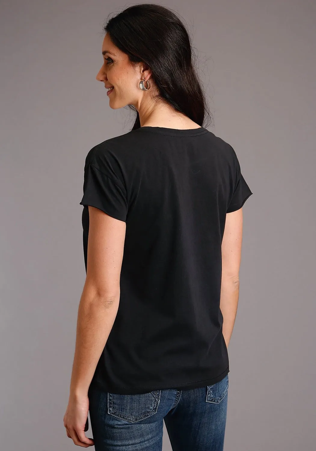 Stetson Womens Smoke Grey 100% Cotton Serape S/S Skull T-Shirt Tall friendly Perfect Look
