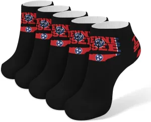 Tennessee Flag Map 5 Pairs Unisex Activewear Ankle Socks Lightweight Low Cut And No Show Socks