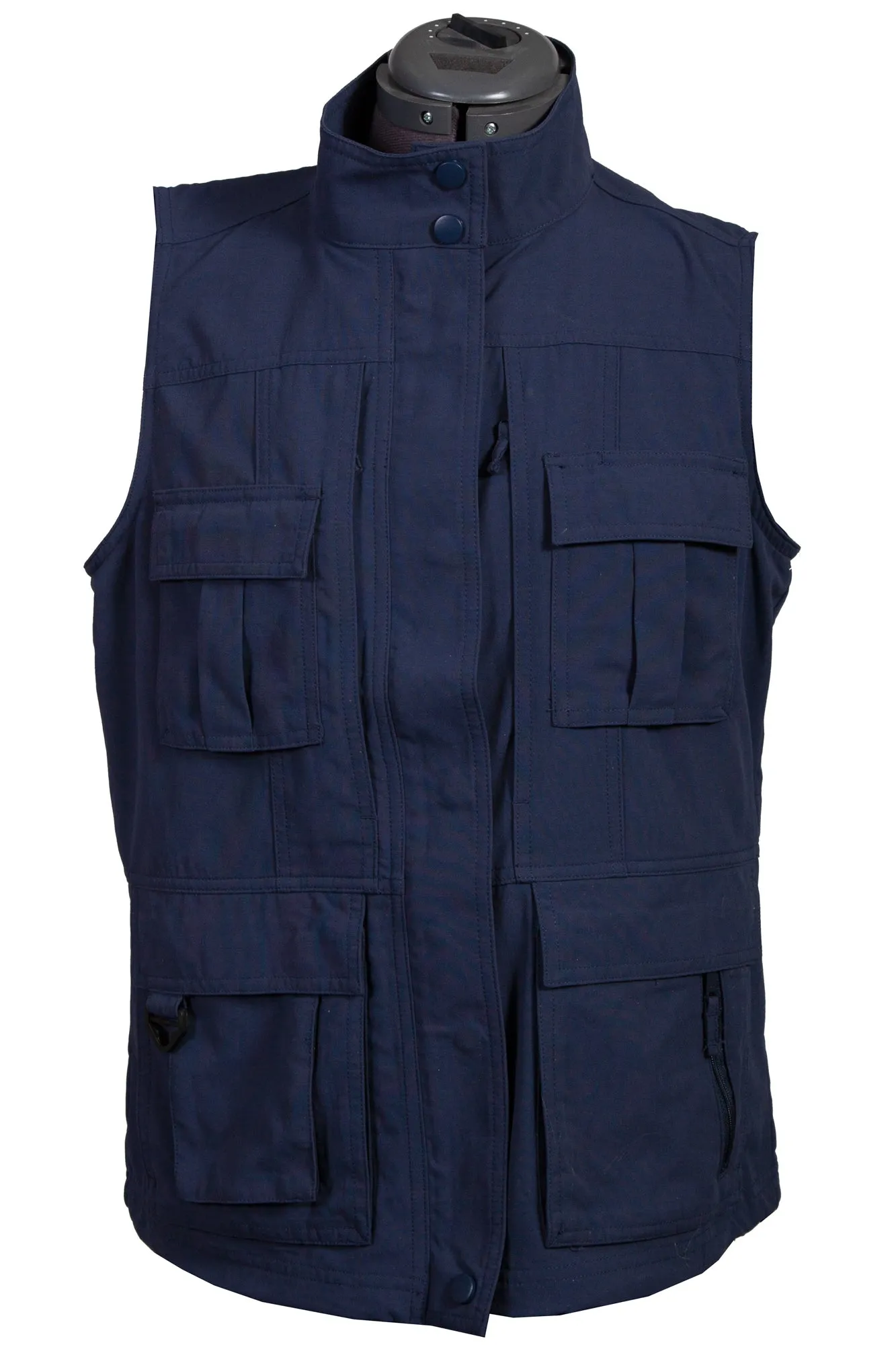 Scully Womens Indigo Nylon Multi-Pocket Vest Luxury Textured Athlete Fit Tailored Comfort