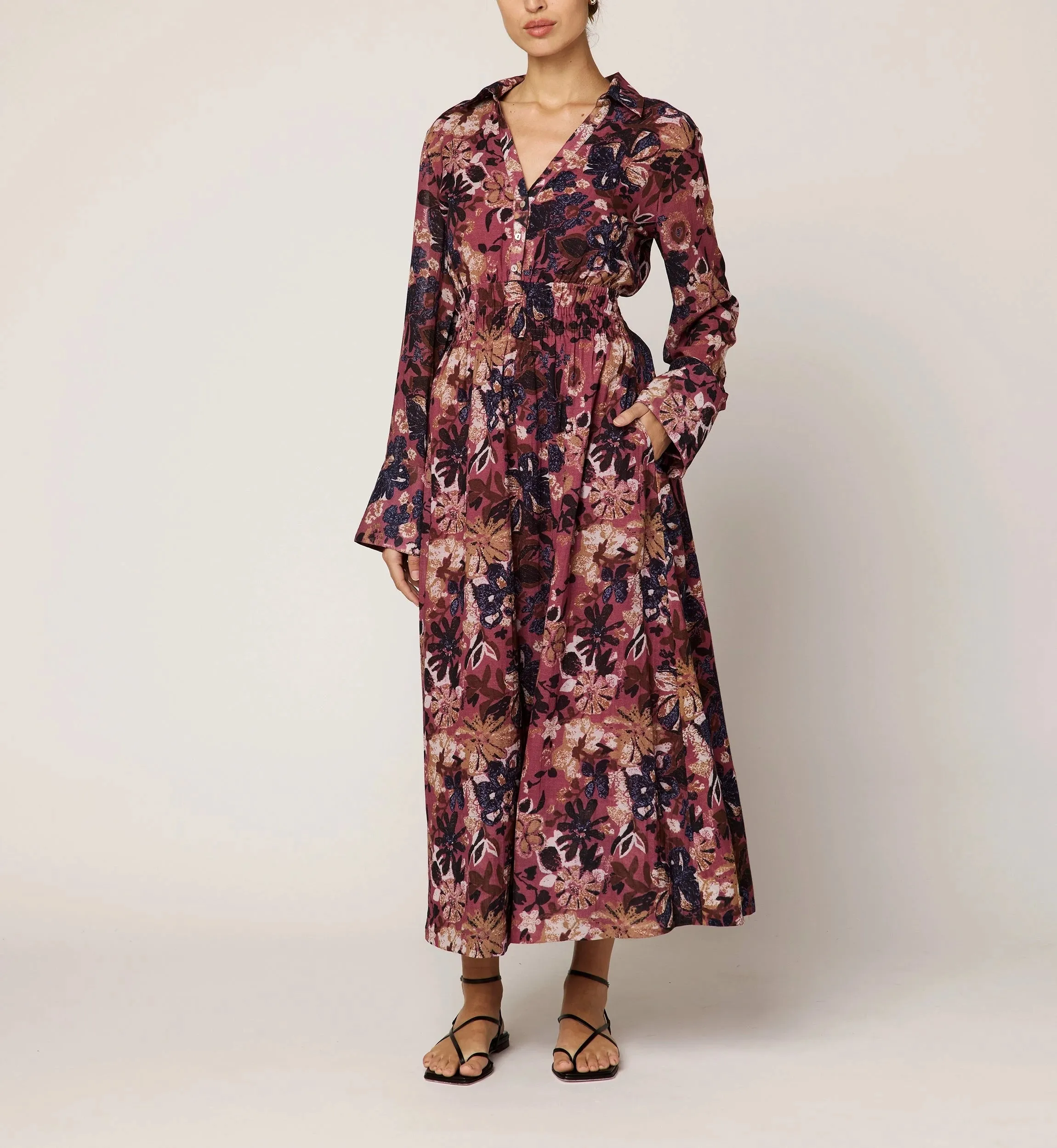 Tharini Midi Dress | Bergamo Front Detail