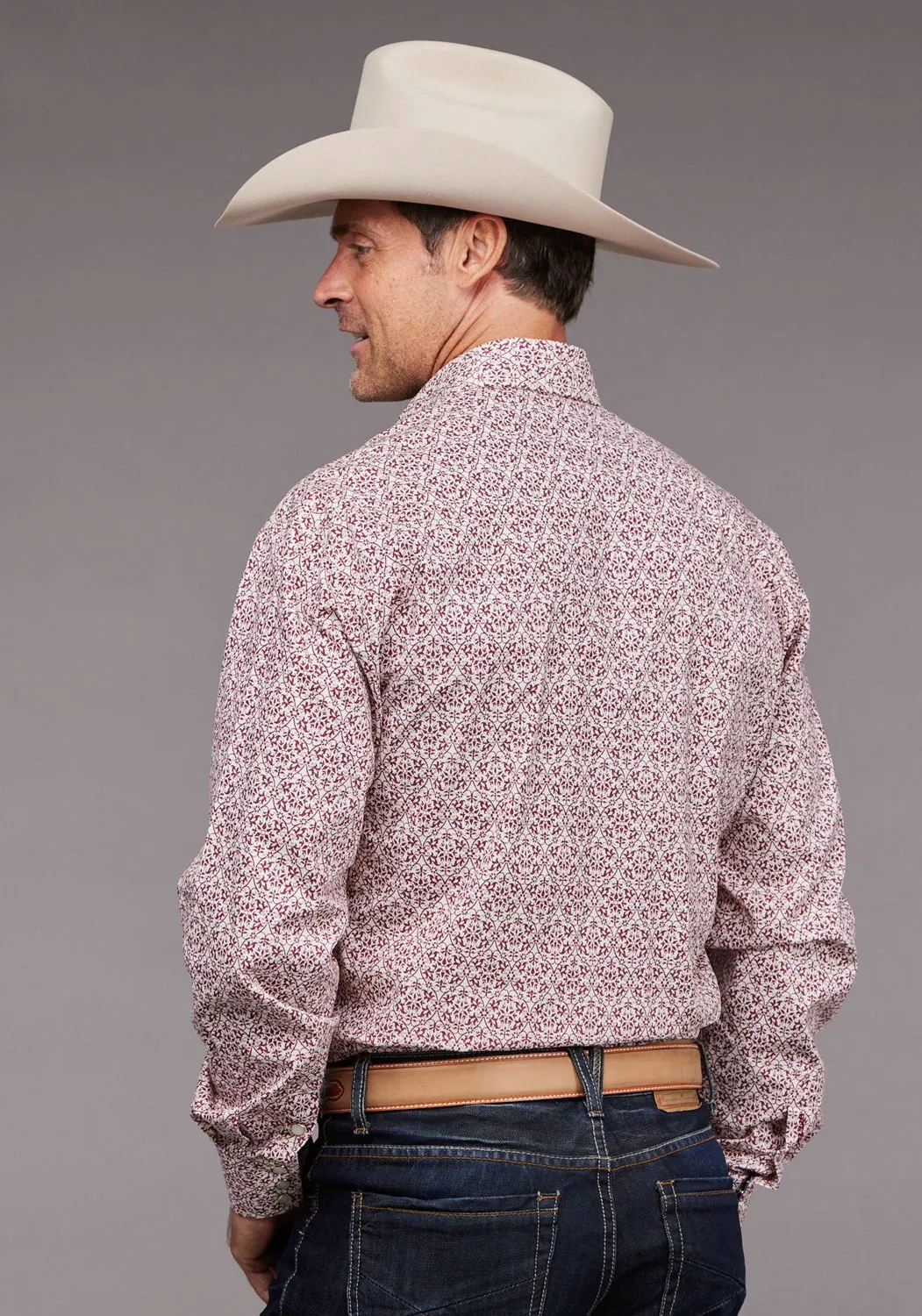 Stetson Mens 2036 Vintage Wine 100% Cotton L/S Shirt Business casual Gradient effect