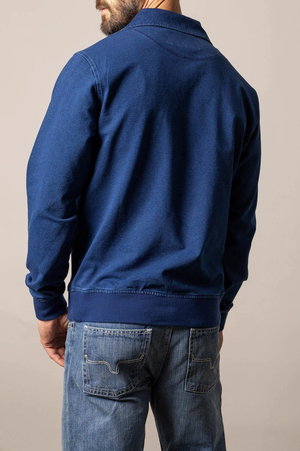 Kimes Ranch Mens Wicklow Indigo Cotton Blend 1/4 Zip Sweater Cruise Collection