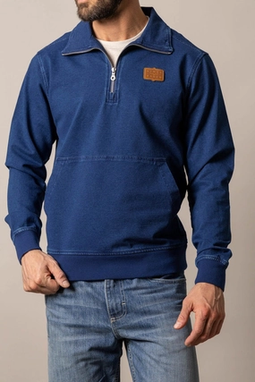 Thermal Regulating Lining Kimes Ranch Mens Wicklow Indigo Cotton Blend 1/4 Zip Sweater Festival Outfit Cruise Collection Kimes Ranch Mens Wicklow Indigo Cotton Blend 1/4 Zip Sweater