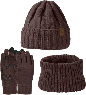 Thick Warm Winter Accessories for Women Men Winter Beanie Hats Scarf Gloves Set Knit Cap Neck Warmer Glove Sets