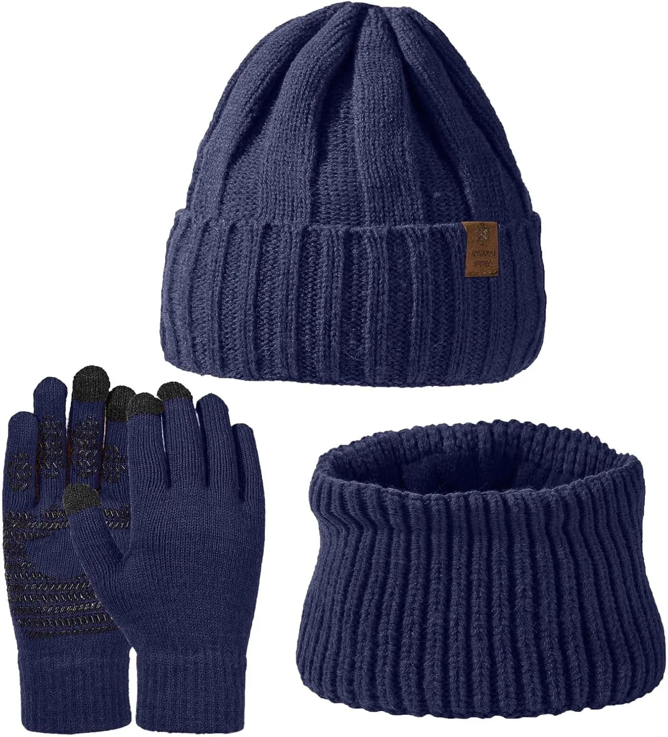 Thick Warm Winter Accessories for Women Men Winter Beanie Hats Scarf Gloves Set Knit Cap Neck Warmer Glove Sets