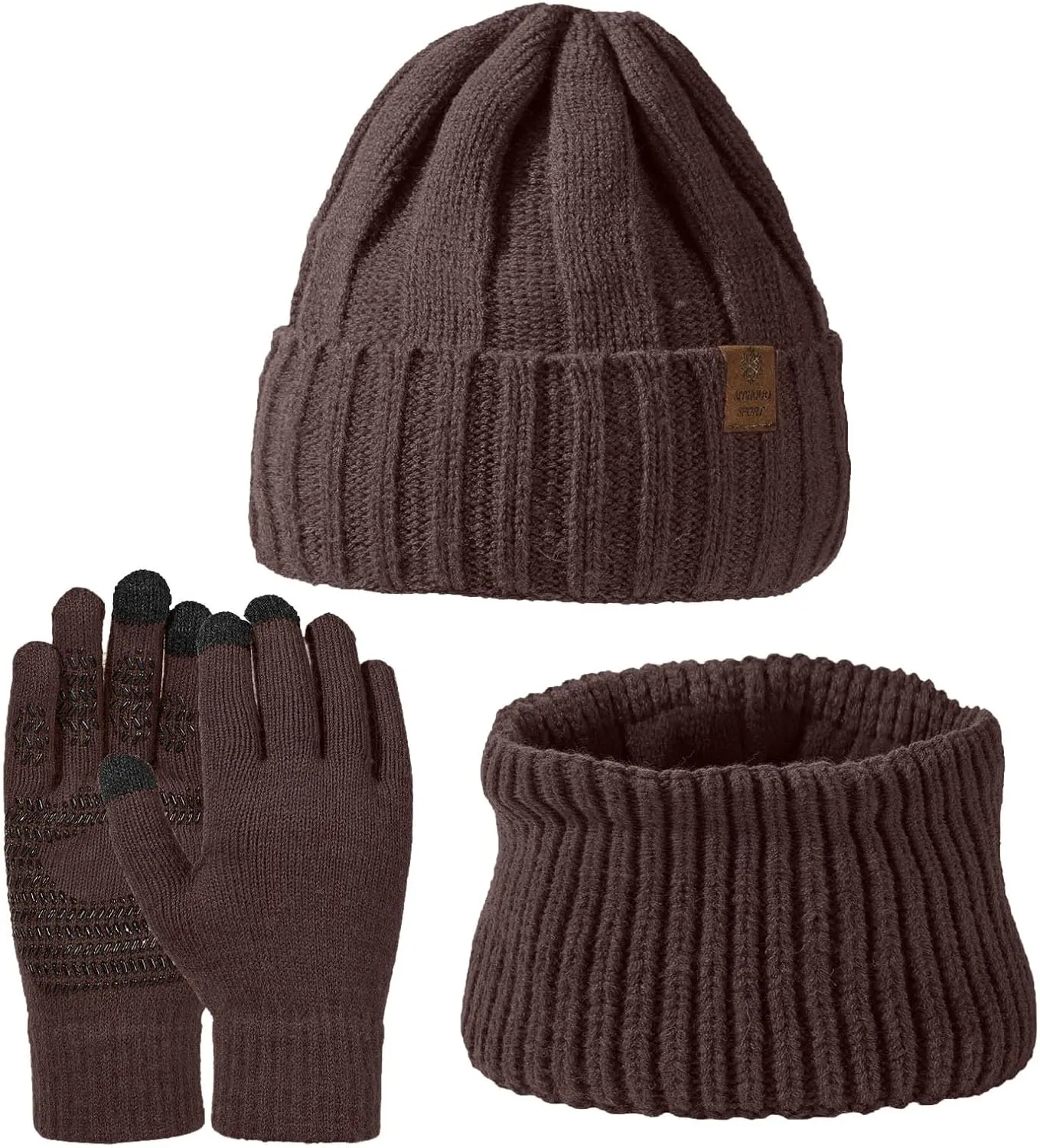 Thick Warm Winter Accessories for Women Men Winter Beanie Hats Scarf Gloves Set Knit Cap Neck Warmer Glove Sets