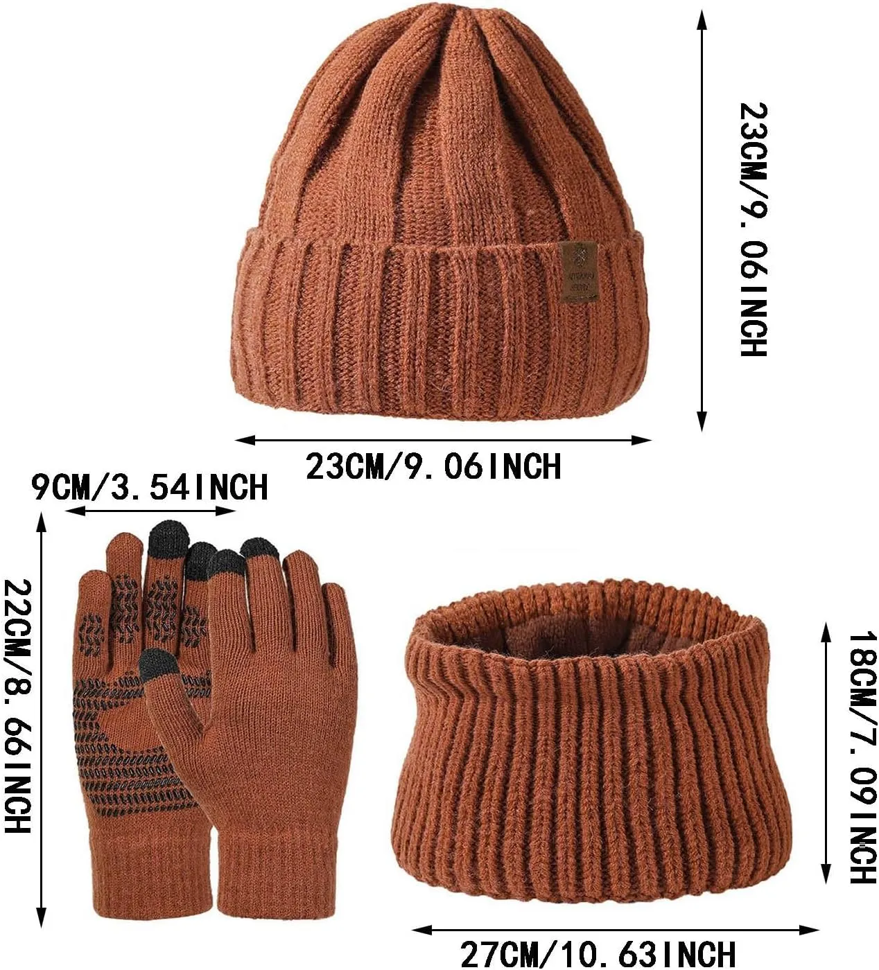 Thick Warm Winter Accessories for Women Men Winter Beanie Hats Scarf Gloves Set Knit Cap Neck Warmer Glove Sets