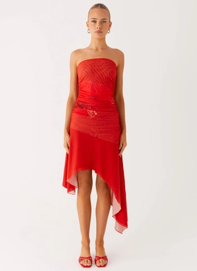 Think About It Midi Dress - Fire Red Mermaid Shape Think About It Midi Dress - Fire Red Classic Layering