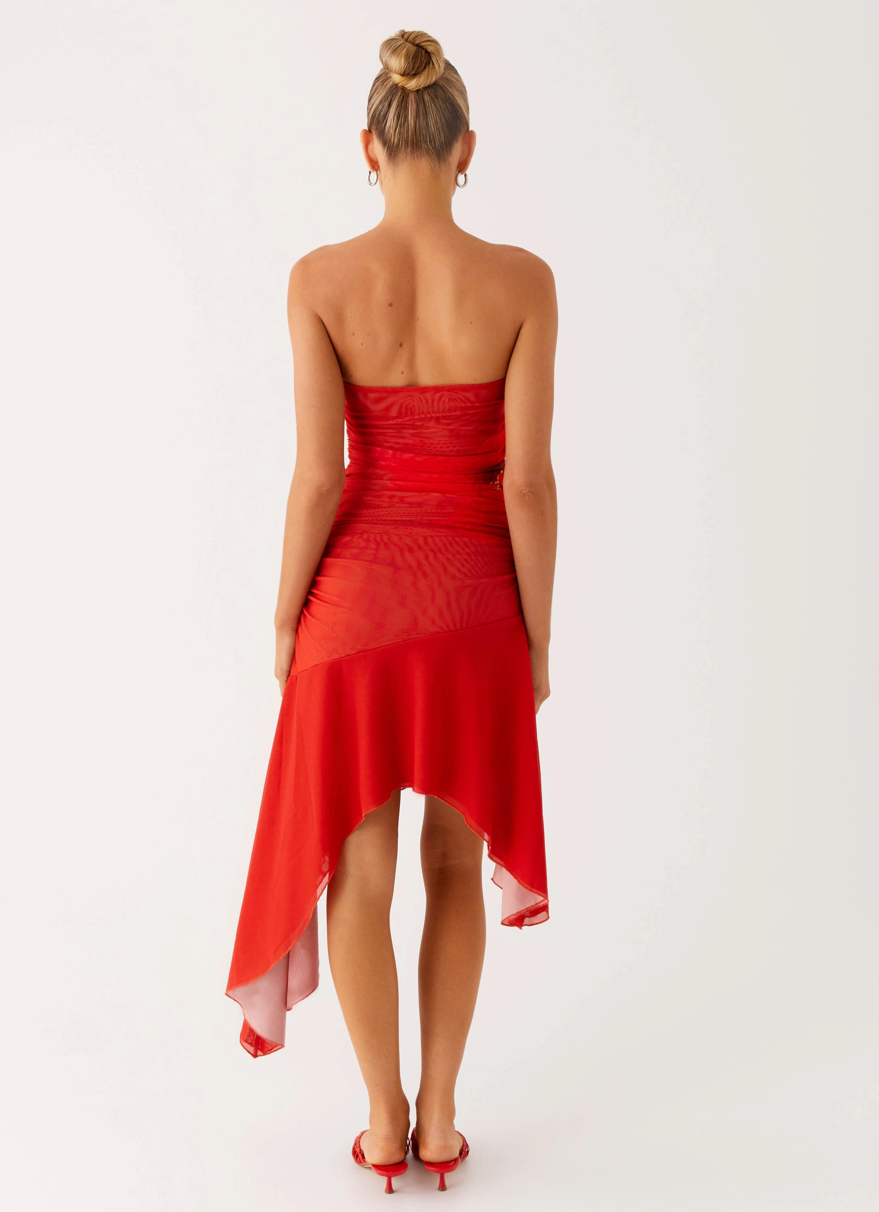 Think About It Midi Dress - Fire Red Sunset Look monochrome