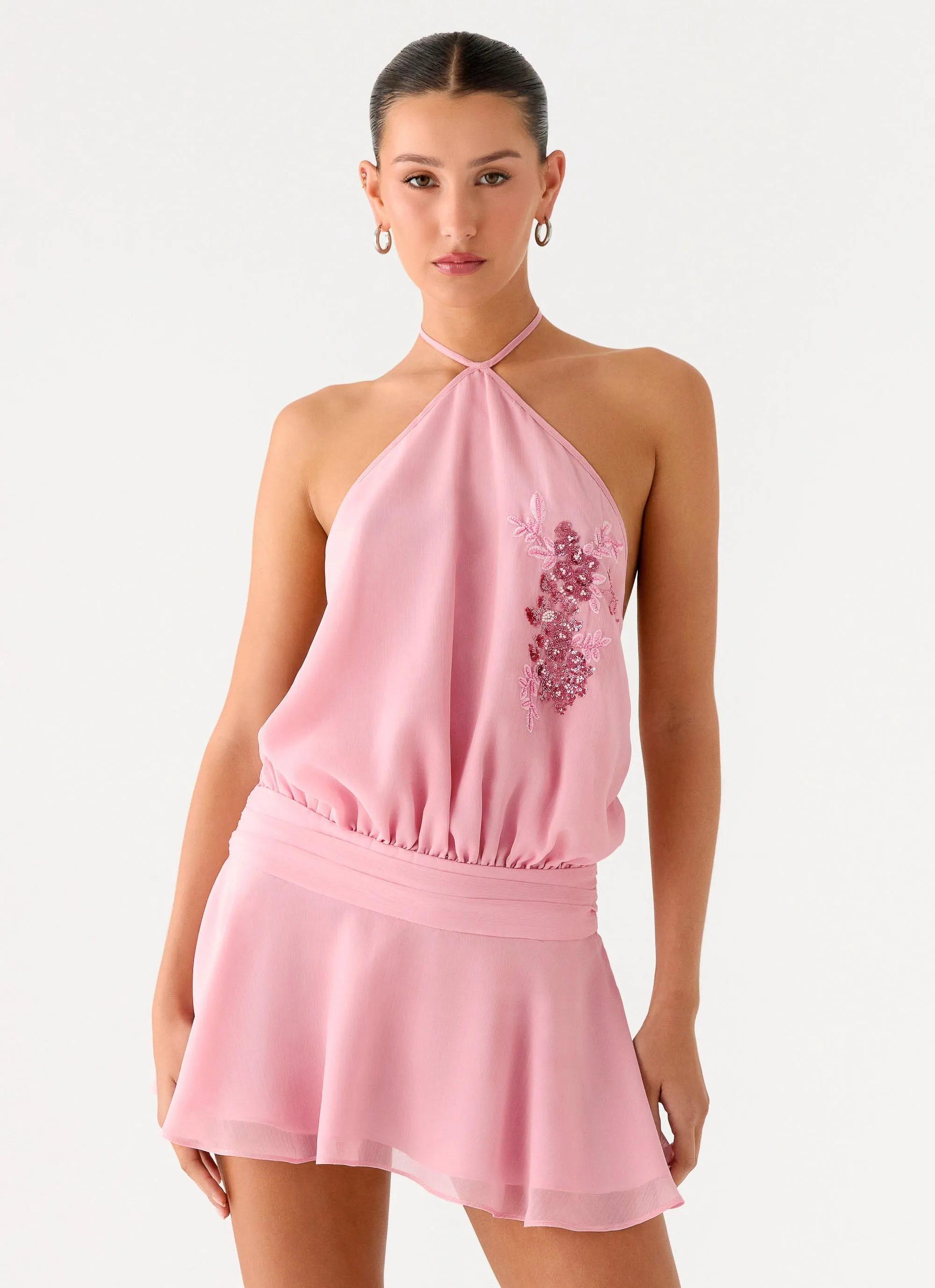 Trend Texture This Love Halter Mini Dress - Pink