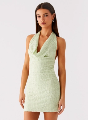 Thistle Mini Dress - Forest Sage Fancy Ensemble Fitted Base Cozy Balance Thistle Mini Dress - Forest Sage