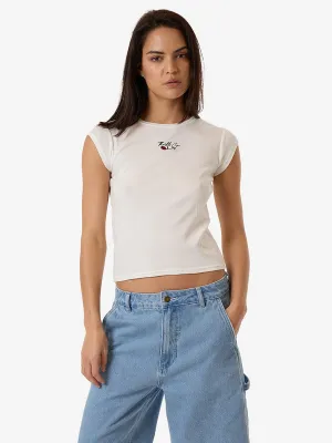 THRILLS Signature Rose Cap Sleeve Tee - DIRTY WHITE