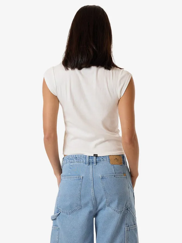 THRILLS Signature Rose Cap Sleeve Tee - DIRTY WHITE