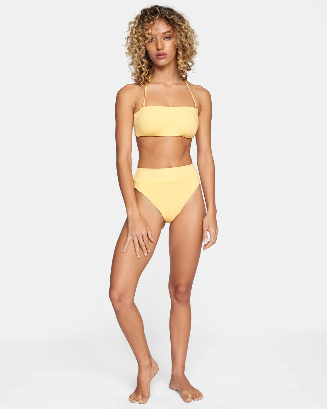 Tie-Back Halter Bandeau Bikini Top - Gold