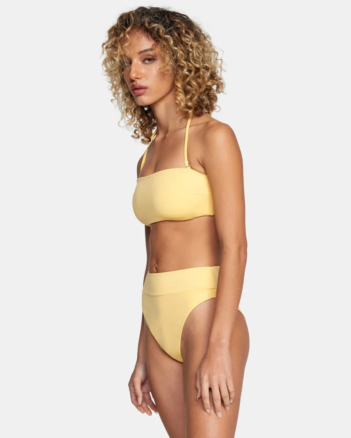 Tie-Back Halter Bandeau Bikini Top - Gold