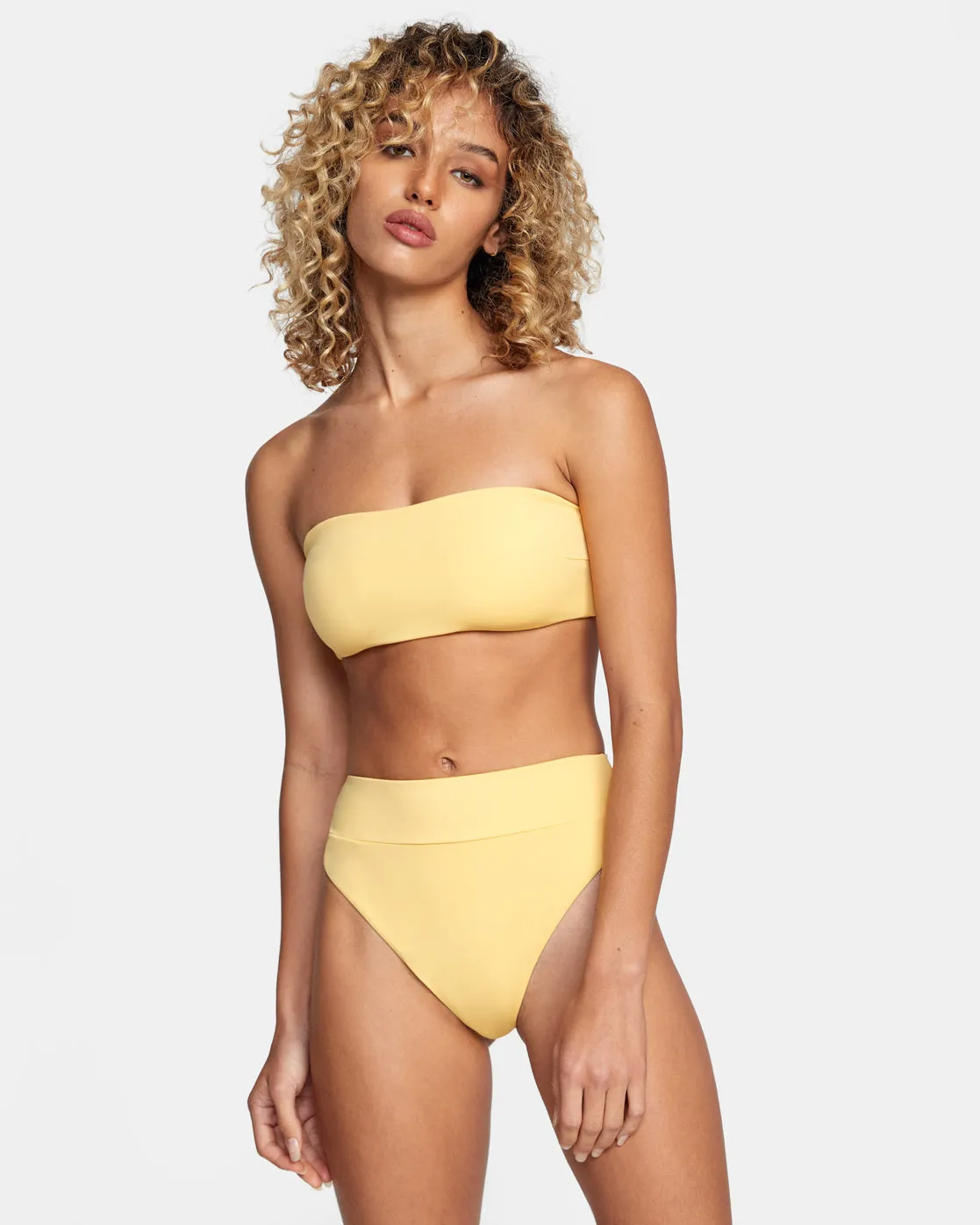 Tie-Back Halter Bandeau Bikini Top - Gold