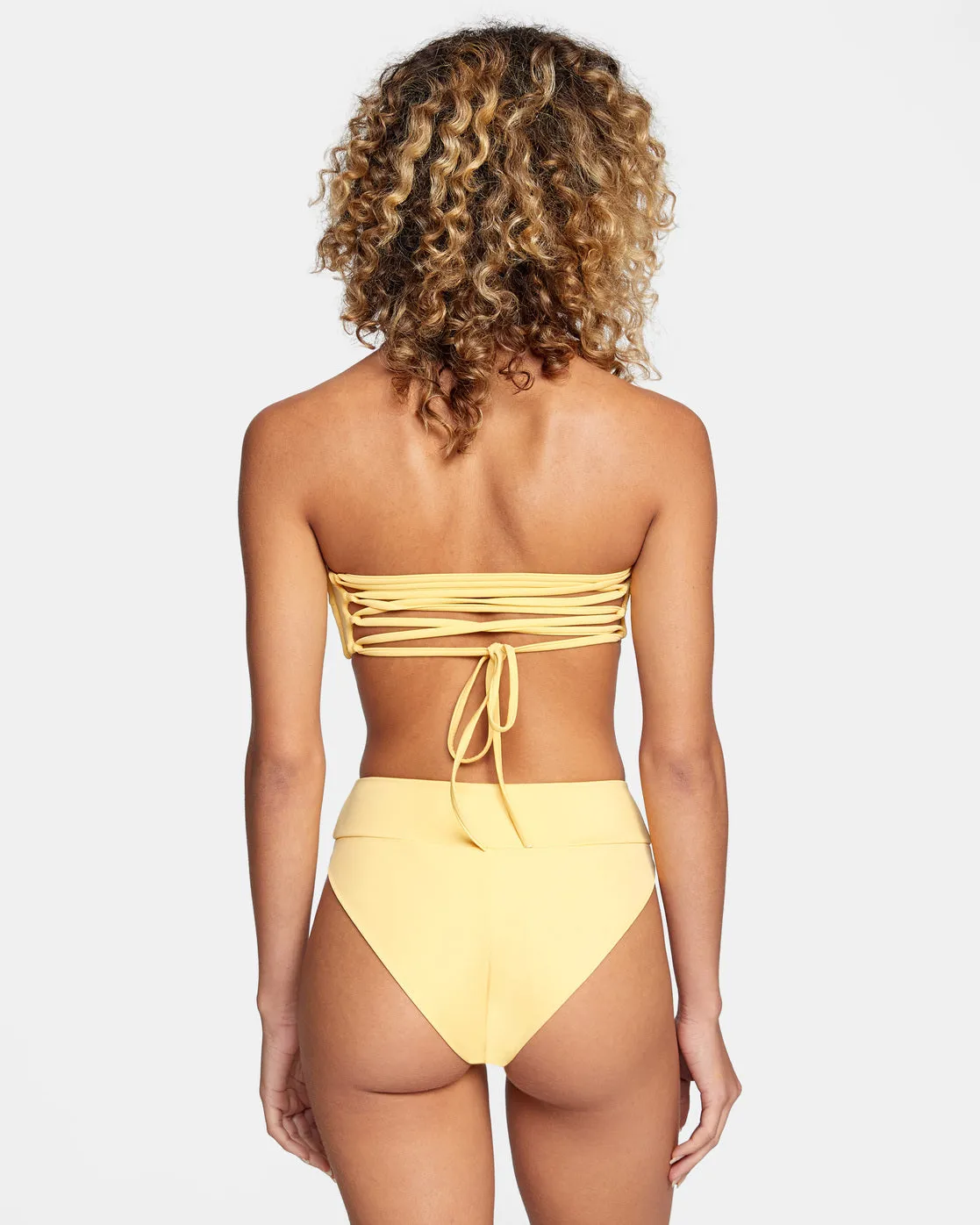 Tie-Back Halter Bandeau Bikini Top - Gold