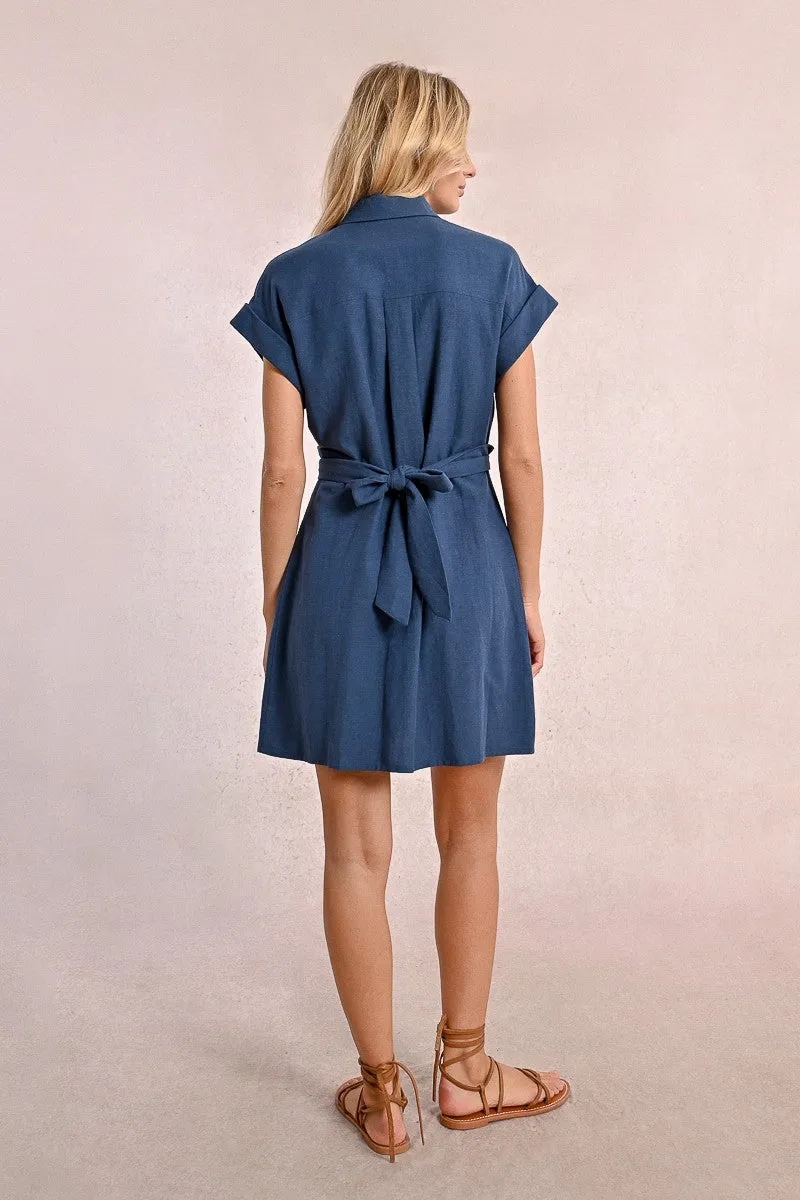 Tie Back Shirt Dress in Navy Comfortable Wear