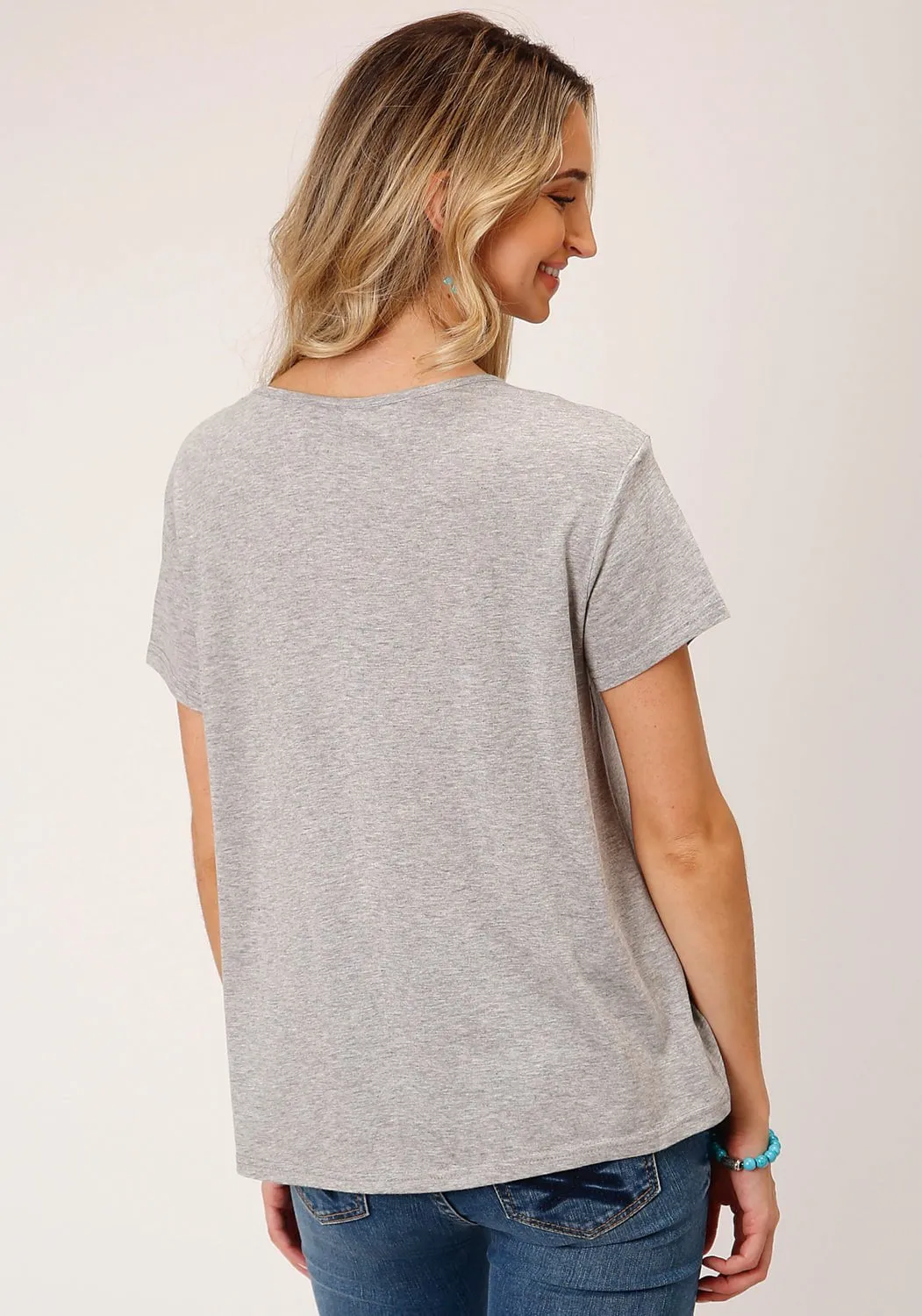 Premium Fabric Roper Womens Love You Barn Grey Poly/Rayon S/S T-Shirt
