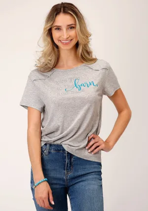 tie dye Roper Womens Love You Barn Grey Poly/Rayon S/S T-Shirt Easy Care Roper Womens Love You Barn Grey Poly/Rayon S/S T-Shirt