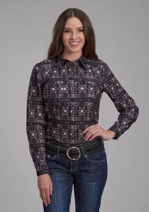 tie dye Roper Womens Pop Color Aztec Grey 100% Cotton L/S Shirt Anti Pilling Finish Workwear Approved Roper Womens Pop Color Aztec Grey 100% Cotton L/S Shirt