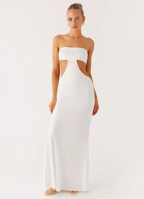 Tight Fit Kiss Me Cut Out Maxi - Ivory Kiss Me Cut Out Maxi - Ivory Side Slit Classic Waistband
