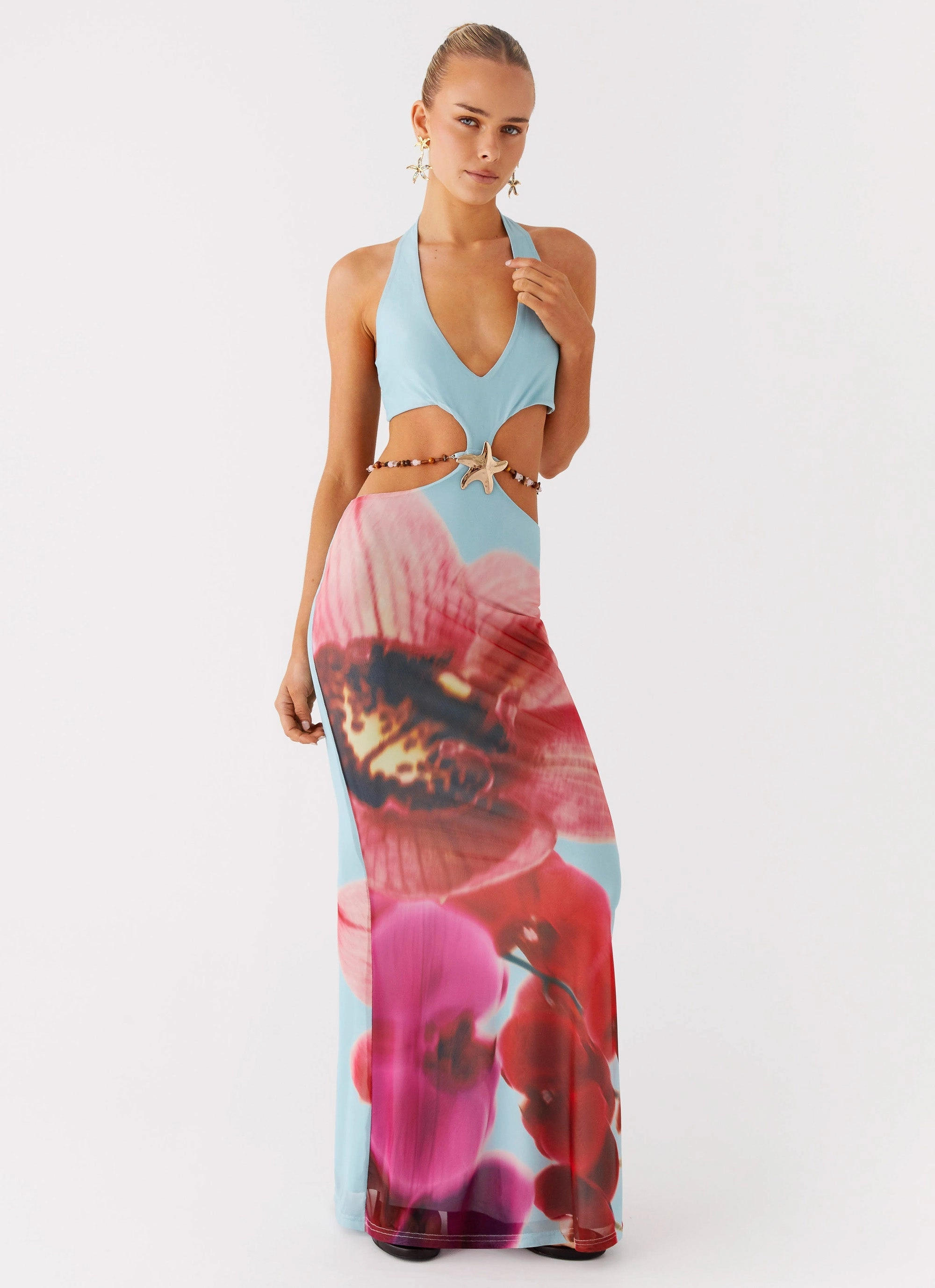 Time To Dance Maxi Dress - Turquoise Bloom Work Vibes Comfortable and Chic