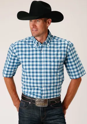 Timeless elegance Roper Mens 1459 Stretch Check Blue Cotton Blend 1 Pkt S/S Shirt Roper Mens 1459 Stretch Check Blue Cotton Blend 1 Pkt S/S Shirt Workwear Ready