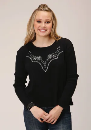 Timeless Flow Roper Womens Waffle Arrows Jet Black 100% Cotton L/S T-Shirt True Comfort Roper Womens Waffle Arrows Jet Black 100% Cotton L/S T-Shirt