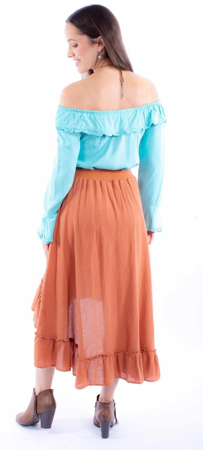 Scully Womens Ruffle Hi Lo Ginger 100% Cotton Skirt Premium Look Flawless Look