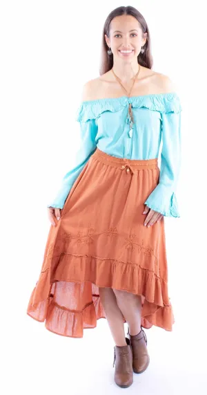 Timeless silhouette Scully Womens Ruffle Hi Lo Ginger 100% Cotton Skirt Scully Womens Ruffle Hi Lo Ginger 100% Cotton Skirt Relaxed Mood
