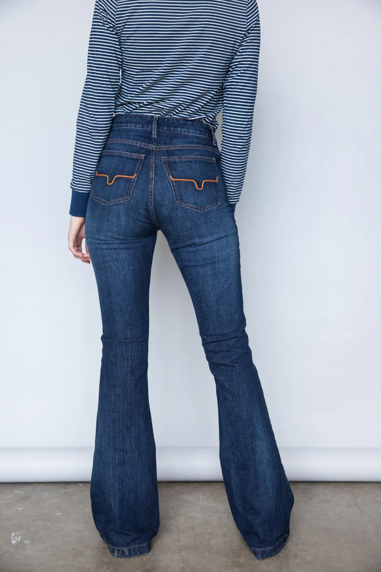 Trendy Comfort Kimes Ranch Womens Jennifer Jeans Blue Cotton Blend Flare Leg