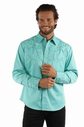 Timeless Wardrobe Scully Mens Floral Tooled Embroidery Caribbean Poly/Rayon L/S Shirt S Scully Mens Floral Tooled Embroidery Caribbean Poly/Rayon L/S Shirt S comfortable option Simple Style
