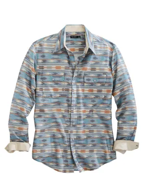 Tin Haul Mens 1955 Ghost Aztec Grey 100% Cotton L/S Shirt Layered Ventilation Panels Chic Look Winter Comfort Tin Haul Mens 1955 Ghost Aztec Grey 100% Cotton L/S Shirt