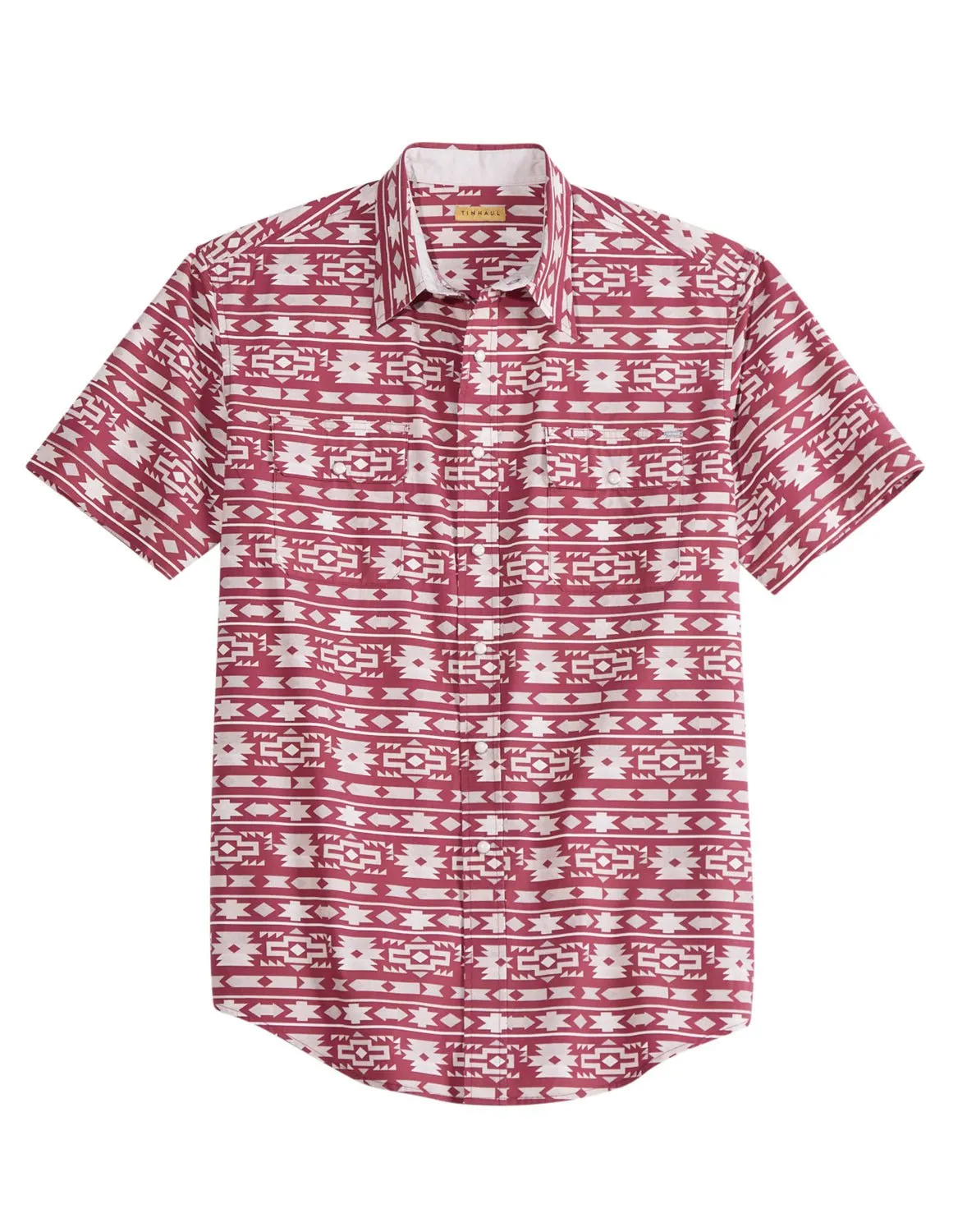 Trendy Pattern Tin Haul Mens Aztec Stripe Wine/White 100% Cotton S/S Shirt