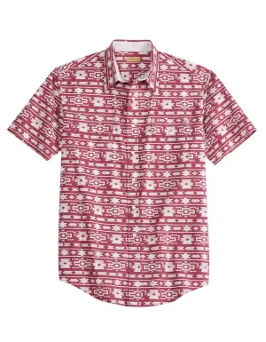 Tin Haul Mens Aztec Stripe Wine/White 100% Cotton S/S Shirt Fashion Picks Trendy Pattern Tin Haul Mens Aztec Stripe Wine/White 100% Cotton S/S Shirt