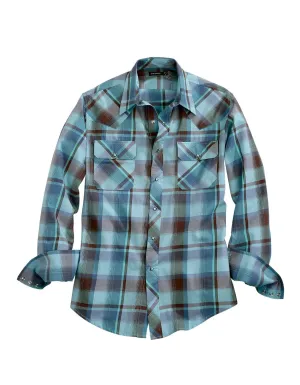 Tin Haul Mens Blue 100% Cotton West Check L/S Shirt Modern Look Breathable Style Plus size option Tin Haul Mens Blue 100% Cotton West Check L/S Shirt