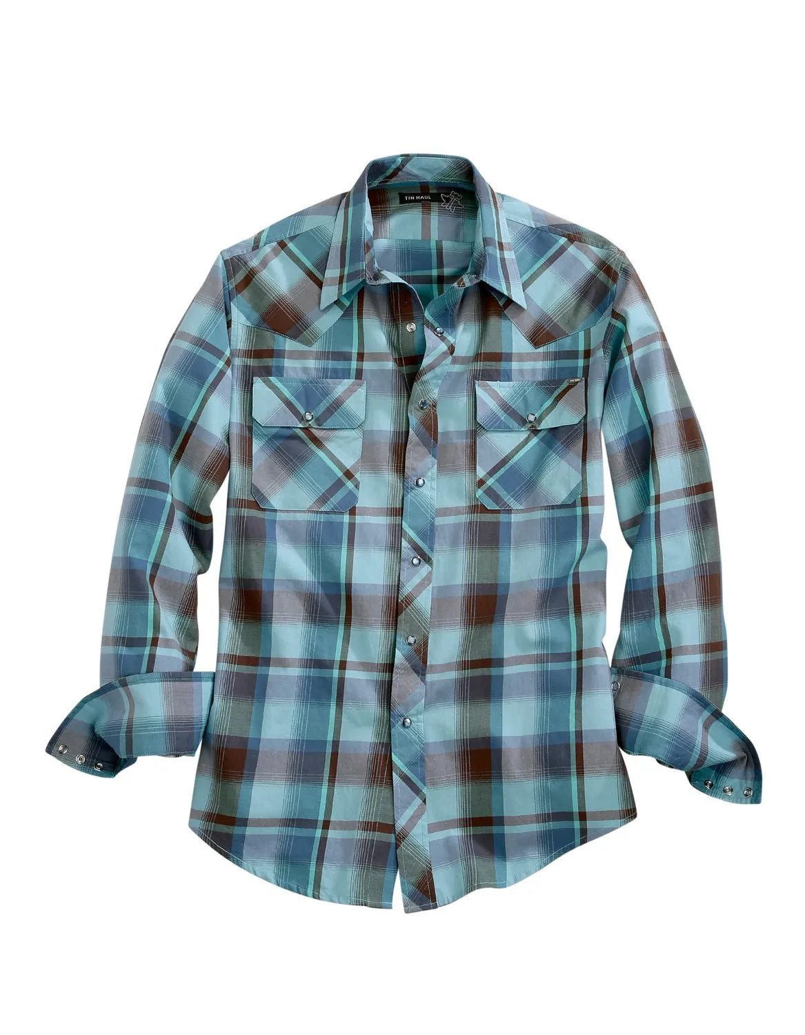 Eco friendly materials Tin Haul Mens Blue 100% Cotton West Check L/S Shirt