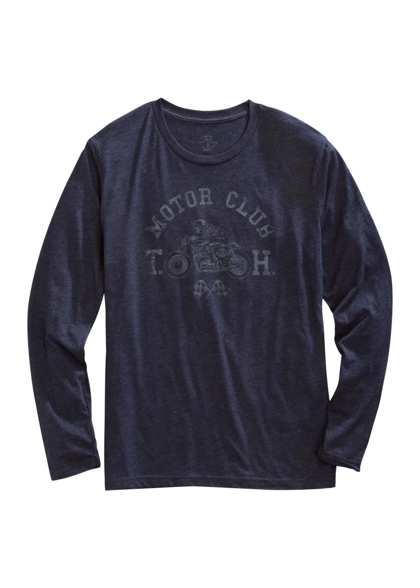 Sporty Comfort Tin Haul Mens Blue Cotton Blend Motor Club L/S T-Shirt