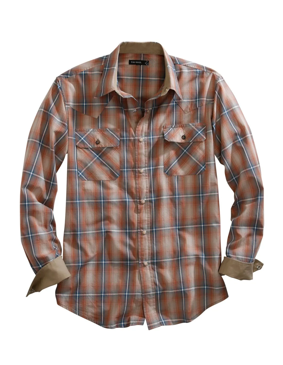 Seasonal Trend Tin Haul Mens Brown 100% Cotton Dusty Ombre L/S Shirt