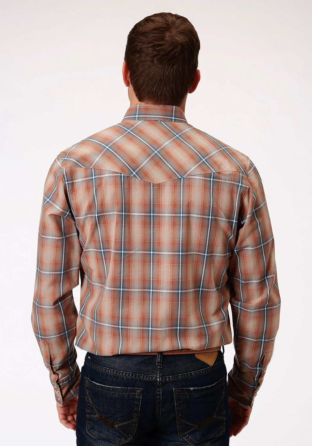 Low Maintenance Tin Haul Mens Brown 100% Cotton Dusty Ombre L/S Shirt