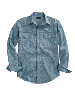 Tin Haul Mens Dot Matrix Aztec Blue 100% Cotton L/S Shirt Easy Layer Interview Ready Tin Haul Mens Dot Matrix Aztec Blue 100% Cotton L/S Shirt