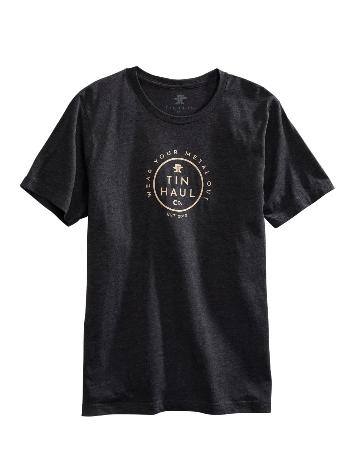 Tin Haul Mens Gray Cotton Blend Wear Your Metal Out S/S T-Shirt Checkered Look