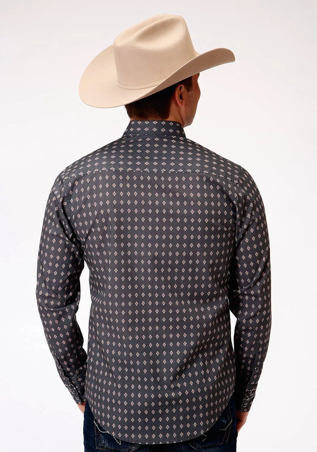 Tin Haul Mens Grey 100% Cotton Aztec Foulard L/S Shirt Fashion Layer