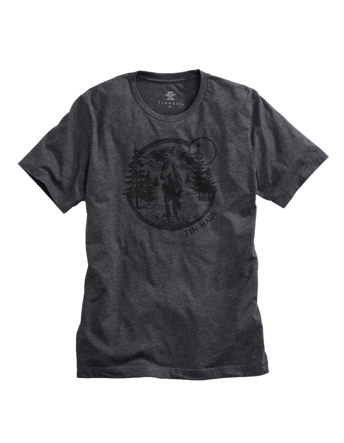All Day Comfort Tech Subtle Print Tin Haul Mens Grey Cotton Blend Free Spirited Horse S/S T-Shirt