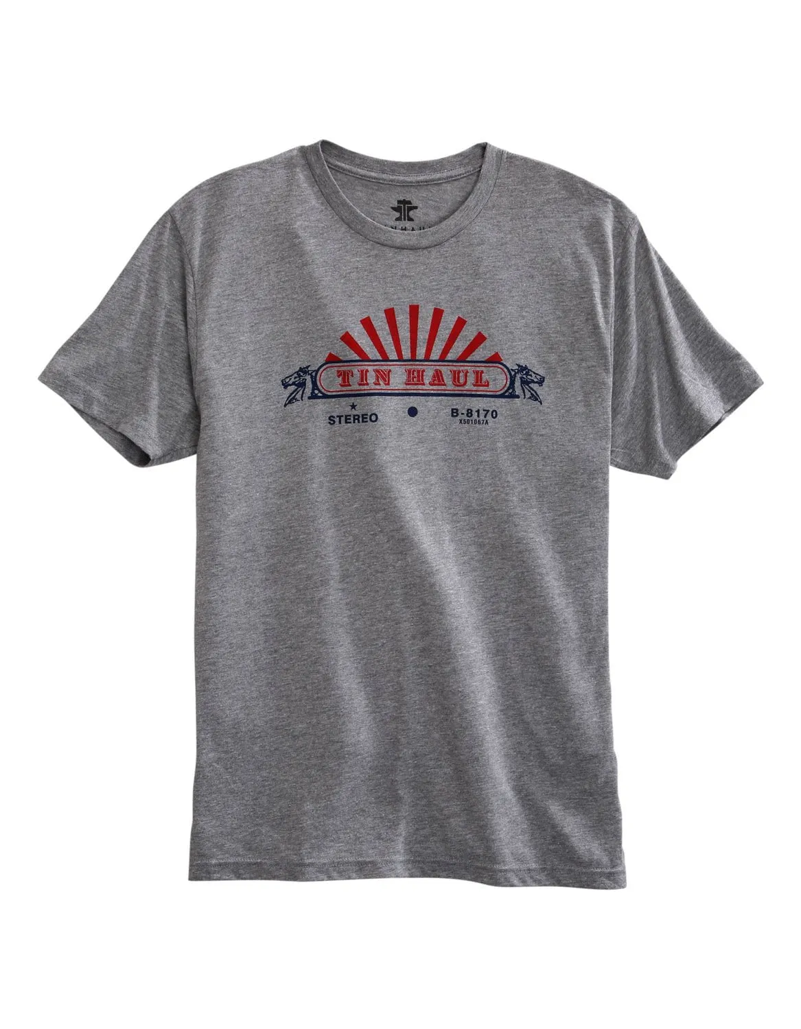 Tin Haul Mens Grey Cotton Blend In Stereo S/S T-Shirt Workwear Option