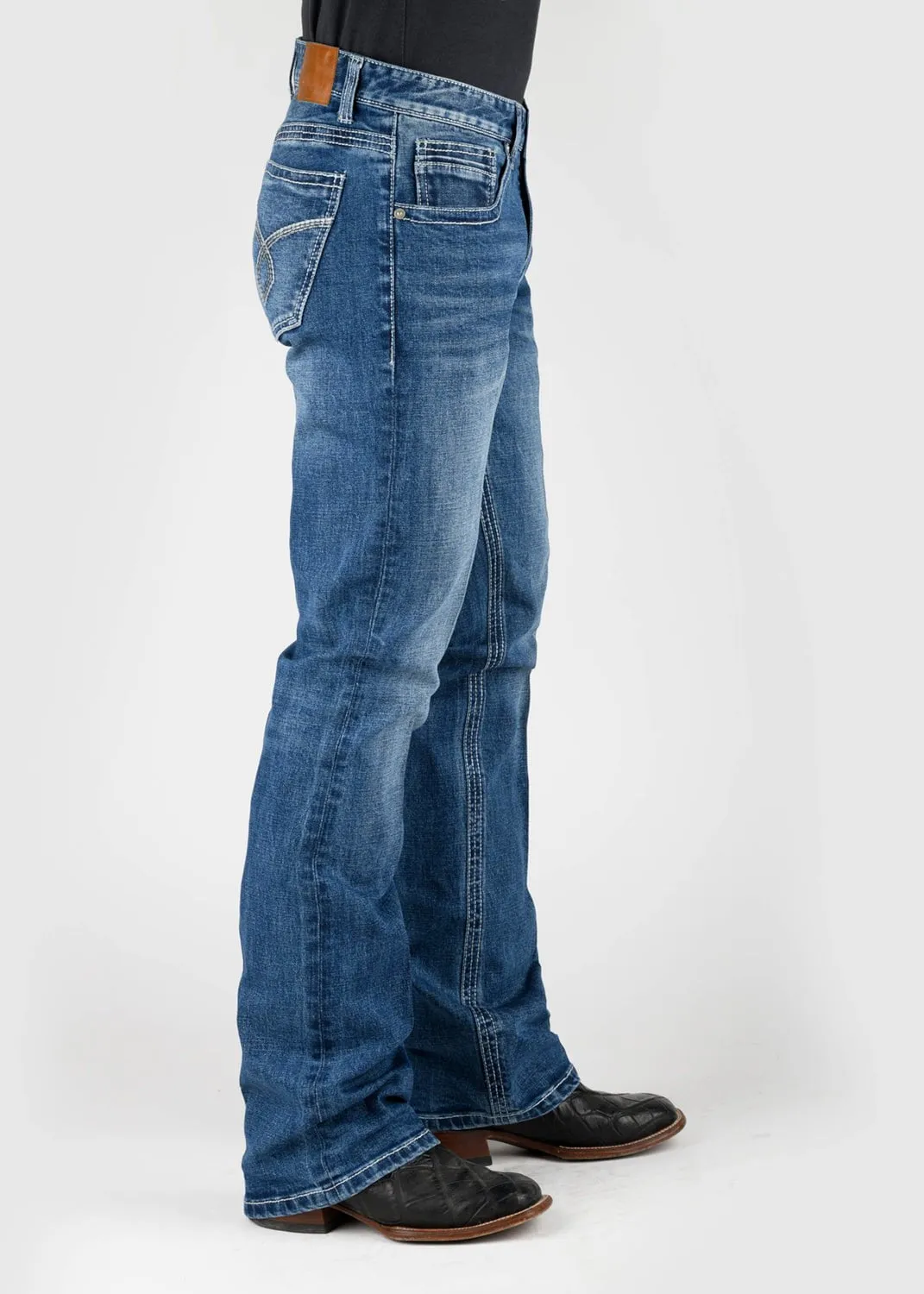 Tin Haul Mens Jagger Fit Diamond Back Blue Cotton Blend Jeans No Iron Wear Earthy Rainy Day City Walk