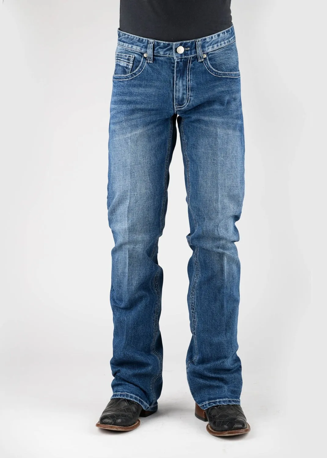 Recycled Cotton Blend Tin Haul Mens Jagger Fit Diamond Back Blue Cotton Blend Jeans