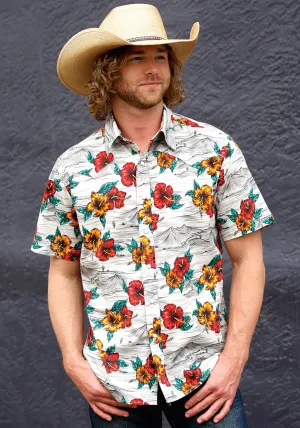 Tin Haul Mens Landscape Tropical Grey 100% Cotton S/S Shirt Trendy Threads V-neck style Tin Haul Mens Landscape Tropical Grey 100% Cotton S/S Shirt